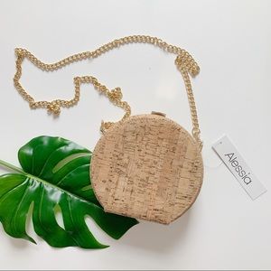 NWT Alessia Cork Crossbody Gold Chain